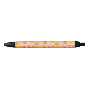 Fun Watercolor Oranges Citrus Pattern Black Ink Pen