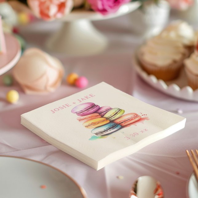 Fun watercolor paint splash macaroons  napkin (Fun watercolor paint splash macaroons napkin)