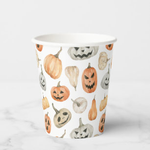 Fun Watercolor Pumpkin Pattern Paper Cups