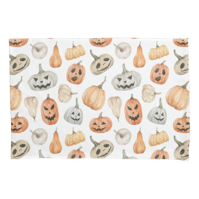 Fun Watercolor Pumpkin Pattern Pillowcase (Front)
