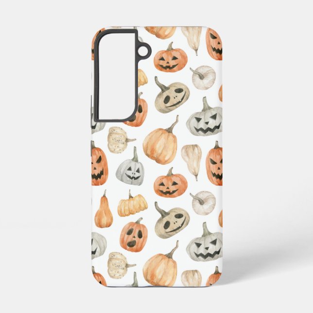 Fun Watercolor Pumpkin Pattern Samsung Galaxy S22 Case (Back)