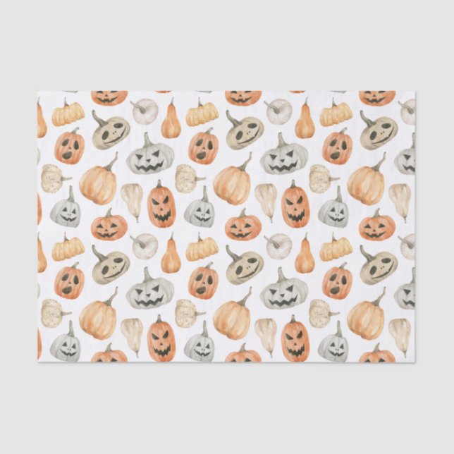Fun Watercolor Pumpkin Pattern Tissue Paper (Front)