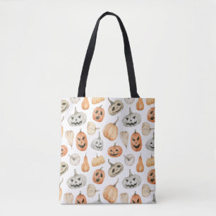 Fun Watercolor Pumpkin Pattern Tote Bag