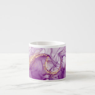 Fun Watercolor Purple Background with Golden Foils Espresso Cup