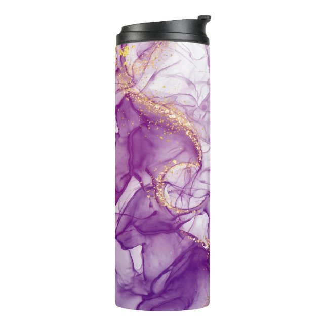 Fun Watercolor Purple Background with Golden Foils Thermal Tumbler (Rotated Left)