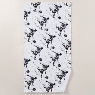 Fun Watercolor Soccer Football Sport Pattern Beach Towel