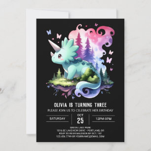 Fun Watercolor Triceratops Birthday Invitation