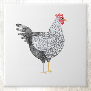 Fun Watercolor Wyandotte Chicken Tile