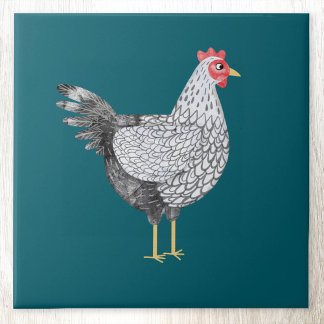 Fun Watercolor Wyandotte Chicken Tile