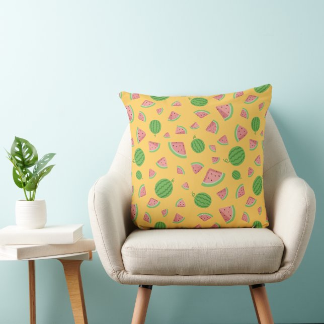 Fun Watermelon Fruit Pattern Summer Decor Cushion (Chair)