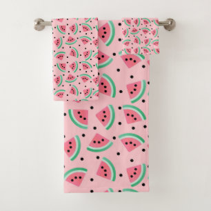 Fun Watermelon Slice Pattern Summer Vibes Bath Towel Set