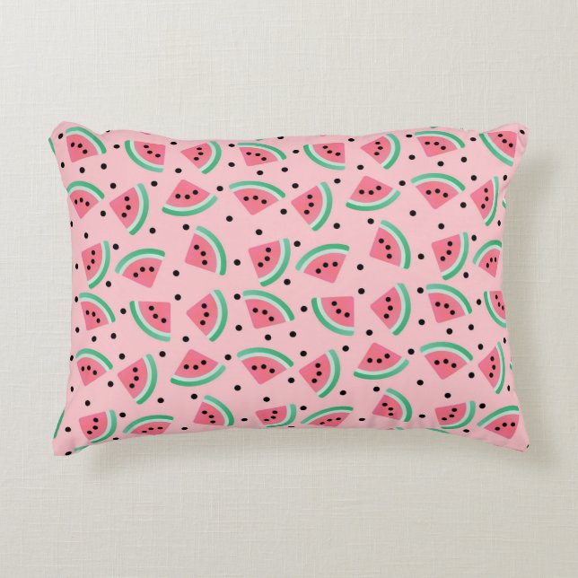 Fun Watermelon Slice Pattern Summer Vibes Decorative Cushion (Front)
