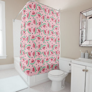Fun Watermelon Slice Pattern Summer Vibes Shower Curtain