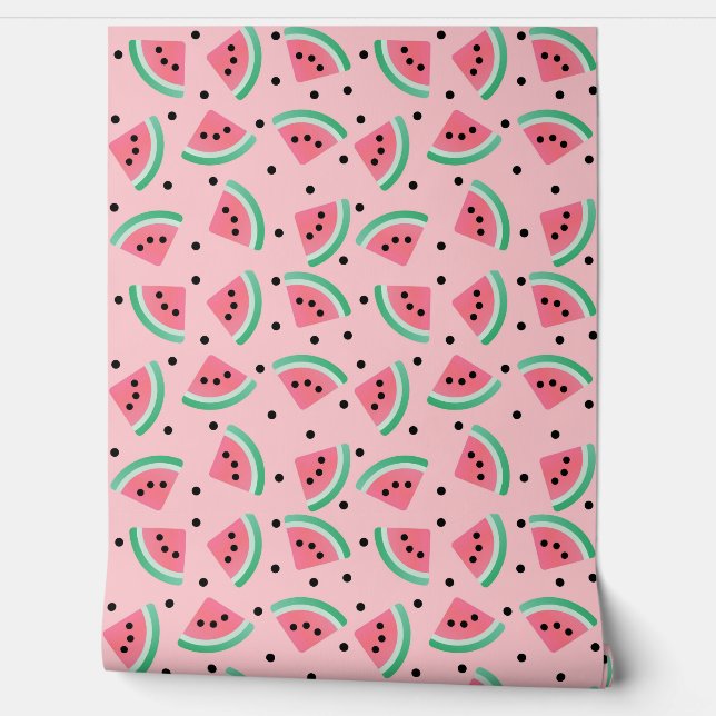 Fun Watermelon Slice Pattern Summer Vibes Wallpaper (Unrolling)