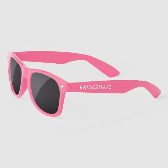 Fun Wedding Bachelorette Bridesmaid Pink Sunglasses (Left)