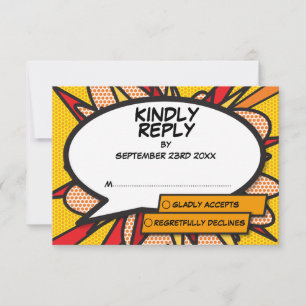 Fun Wedding Colourful Speech Bubble RSVP Card