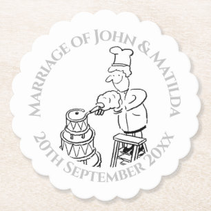 Fun Wedding Day Wedding Reception Paper Coaster