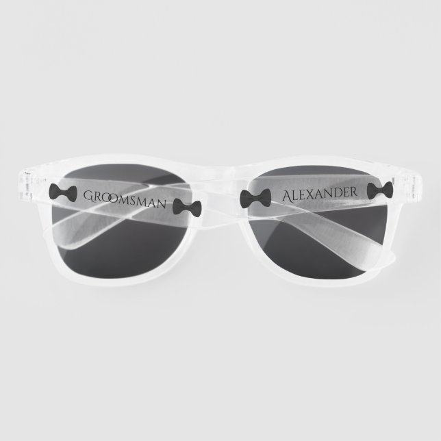 Fun Wedding Groomsman Black Tie Sunglasses (Back)