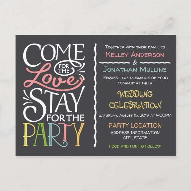 Fun wedding invitation design postcard (Front)