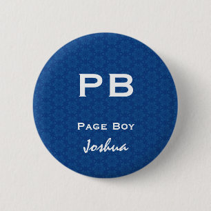 Fun Wedding Role Abbreviation Blue Pattern White 6 Cm Round Badge
