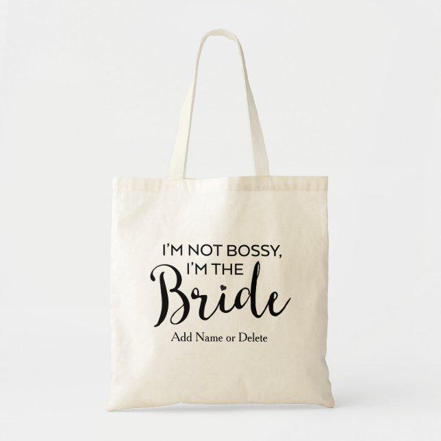 Fun Wedding Tote Bag-Bossy Bride-Canvas Budget Bag (Front)
