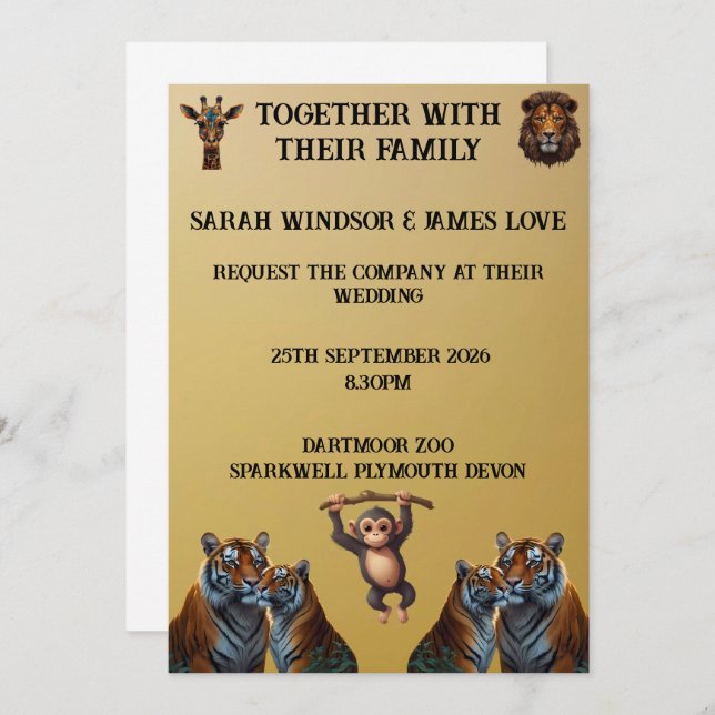 Fun Wedding Zoo  Invitation (Front/Back)