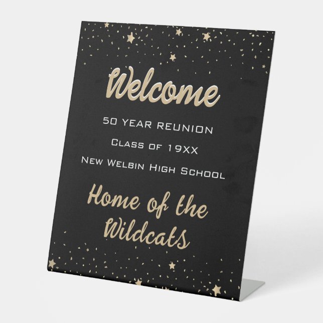  Fun Welcome! Confetti Class Reunion  Pedestal Sign (Front)