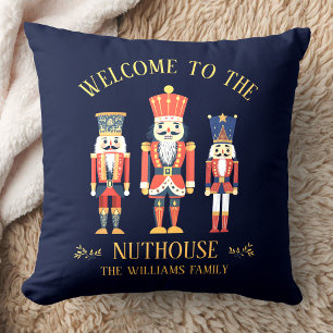 Fun Welcome to the Nuthouse Nutcracker Christmas Cushion