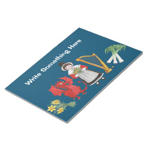 Fun Welsh Costume and Emblems on Blue Notepad