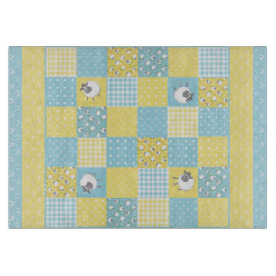 Fun Welsh Sheep, Faux Patchwork, Cutting Board