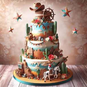 FUN WESTERN THEMED KIDS BIRTHDAY  CARD