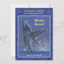 Fun Whale Graduation Party Invitation