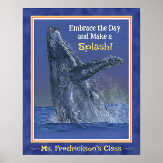 Fun Whale Print for the Classroom Deep Blue Border