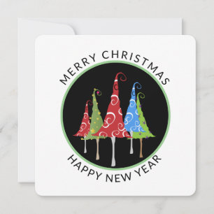Fun, Whimiscal Chrismas Trees Square Holiday Card