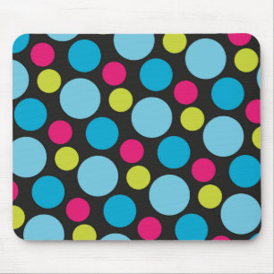 Fun Whimsical Colourful Dots Turquoise Blue Patter Mouse Mat