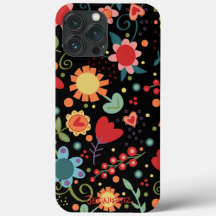 Fun Whimsical Cute Colourful Floral Pattern iPhone 13 Pro Max Case