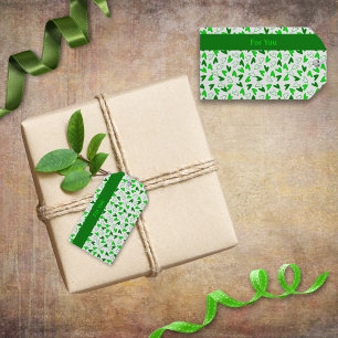 Fun Whimsical Dark Green Lime Green Hearts Pattern Gift Tags