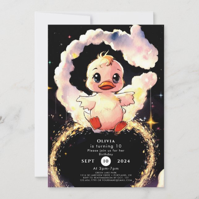 Fun Whimsical Duck Birthday Invitation (Front)