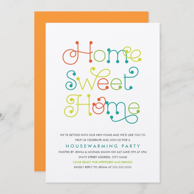 Fun & Whimsical Housewarming Party Invitation (Front/Back)