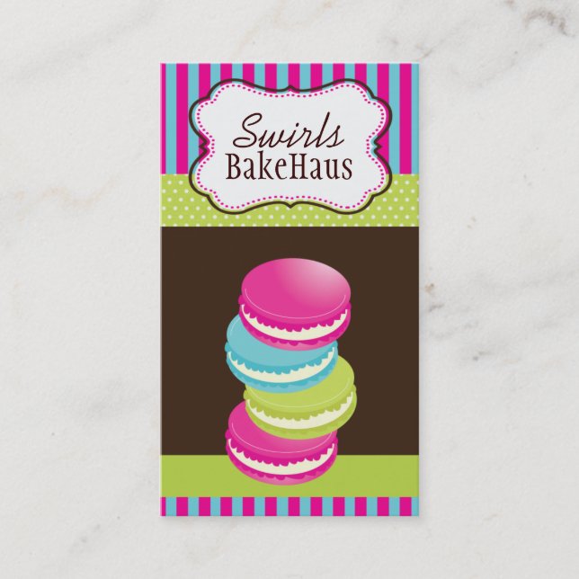 Fun Whimsical Macarons Business Cards (Front)