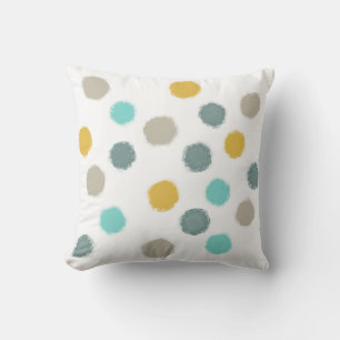 fun whimsical painted dots design on white cushion