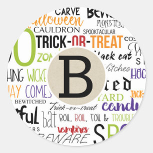 Fun Whimsical Rustic Halloween Kraft Party Favour Classic Round Sticker