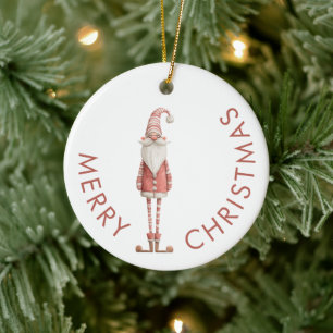 Fun Whimsical Santa Merry Christmas Ceramic Tree Decoration