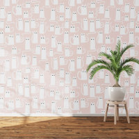 Fun White and Blush Pink Cat Pattern