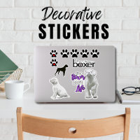 Fun White Boxer Dog Puppy Stickers
