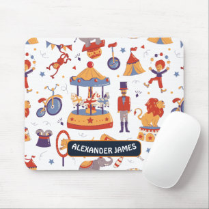 Fun White Carnival Kids School Circus Pattern Mouse Mat