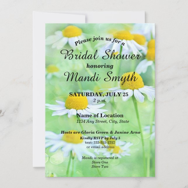 Fun White Daisies Contrasting Fonts Invitation (Front)
