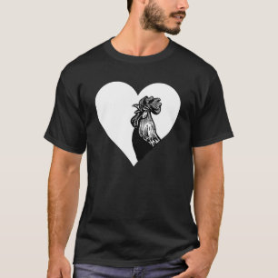 Fun White Heart Black Rooster Chicken Unisex T-Shirt