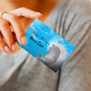 Fun White Horse Care Business Card