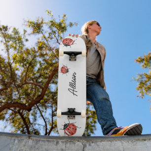 Fun white Ladybug  Skateboard
